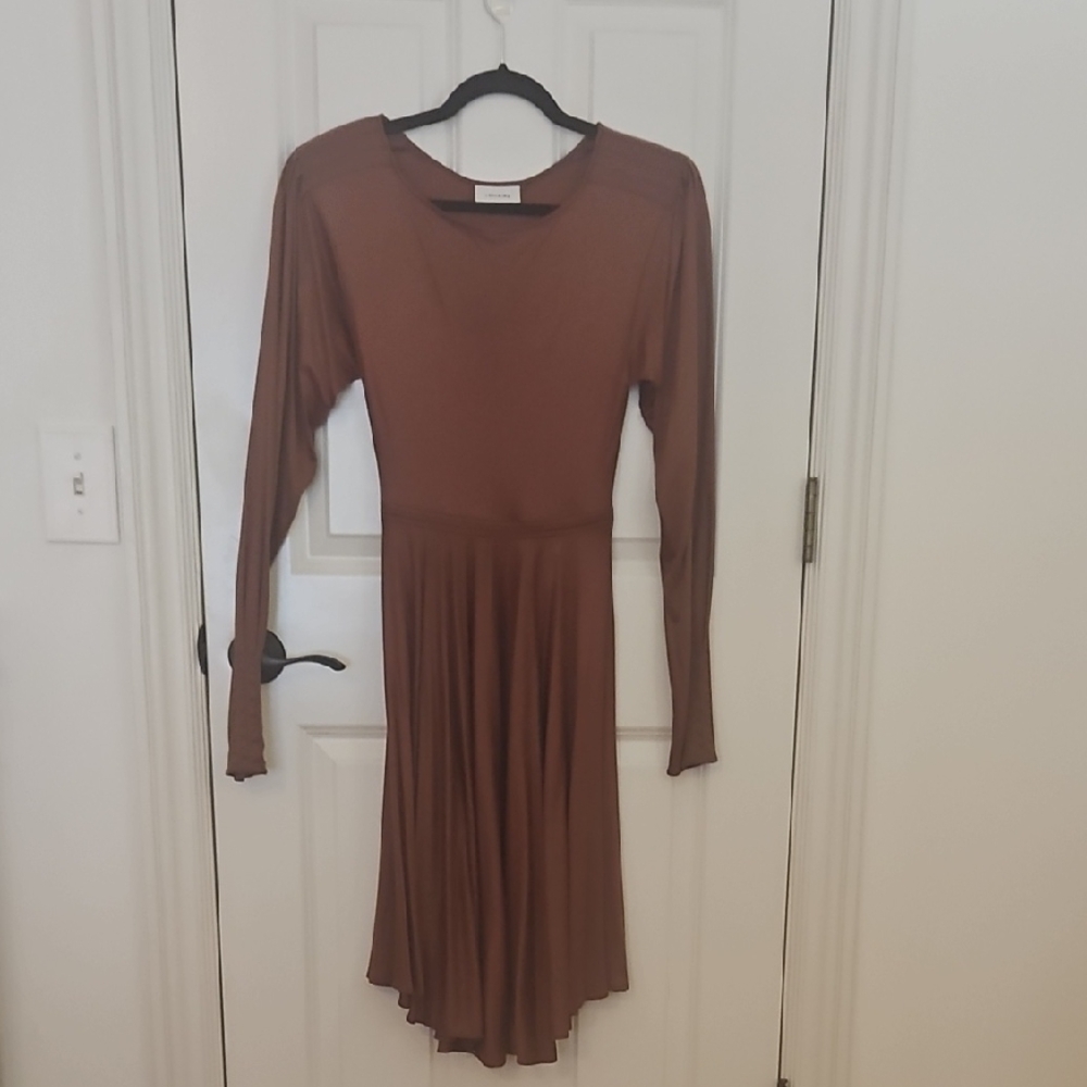 Lemaire Brown Fit and Flare Long Sleeve Dress